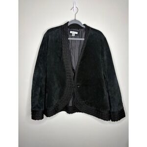 Coldwater Creek Women's Suede & Knit Jacket 2X Mixed Media Shawl Collar